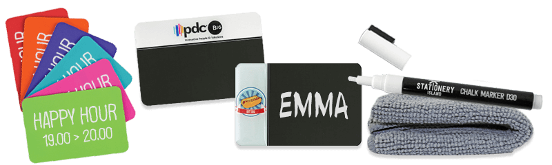 Badges Ardoise avec zone inscriptible