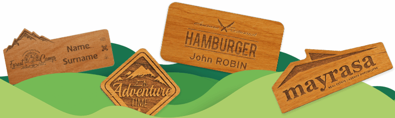 Badges nominatifs en bois