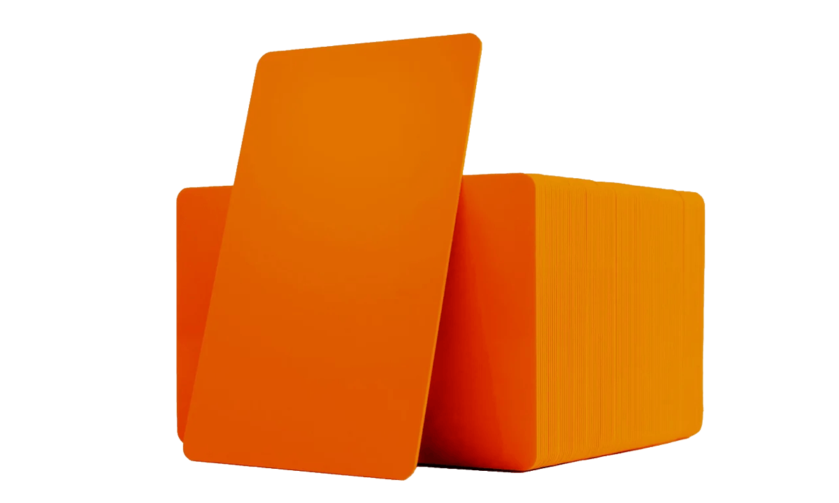 Cartes PVC vierges oranges - 760 mic