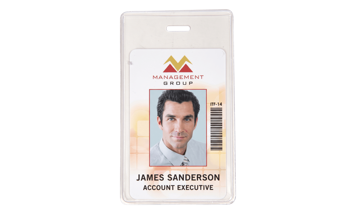 Porte-badge vertical en vinyle transparent - Format carte de crédit (CR80)