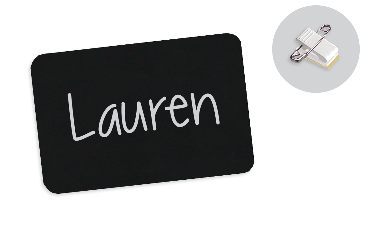 Badges Ardoise, 75 X 50 mm, vierge, attache double