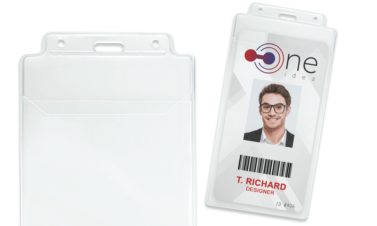 Porte-badge en vinyle avec rabat repliable - Insert max 95 x 170 mm