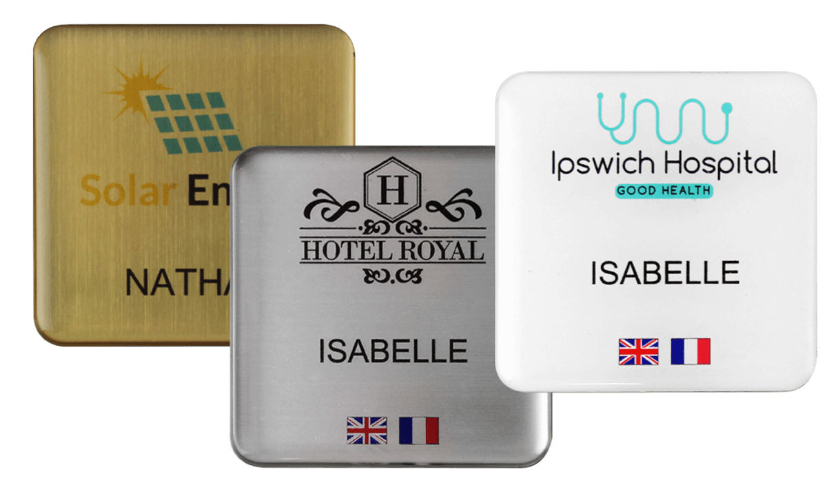 Badges nominatifs Premium Impress, 50 X 50 mm