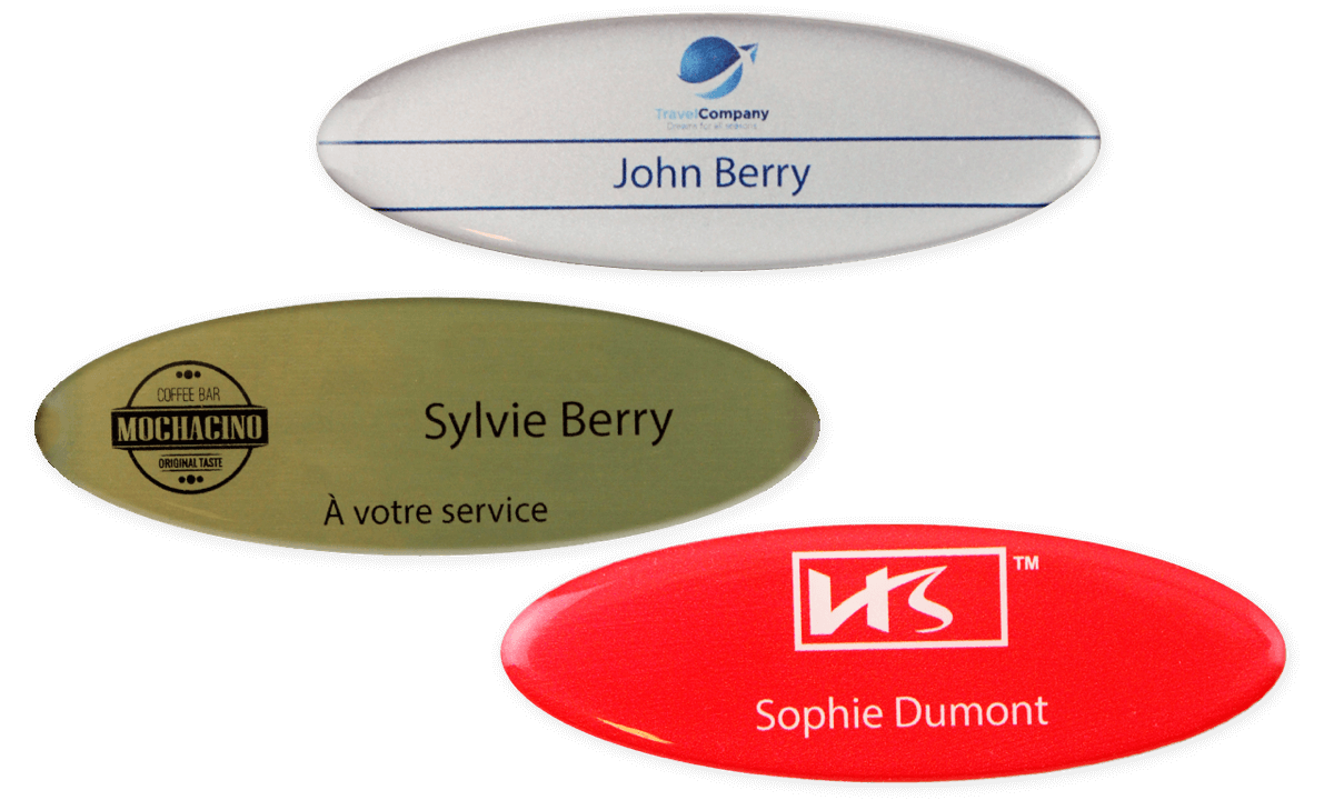 Badges nominatifs Premium Impress, 75 X 32 mm - Ovale
