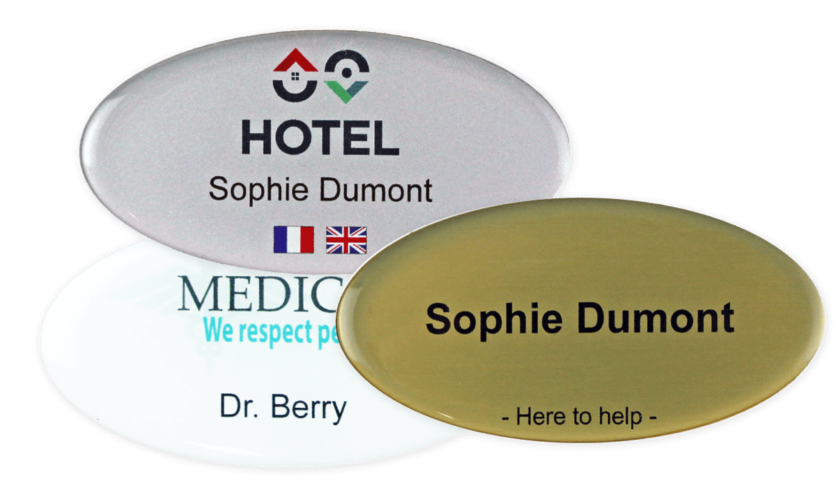 Badges nominatifs Premium Impress, 75 X 38 mm - Ovale