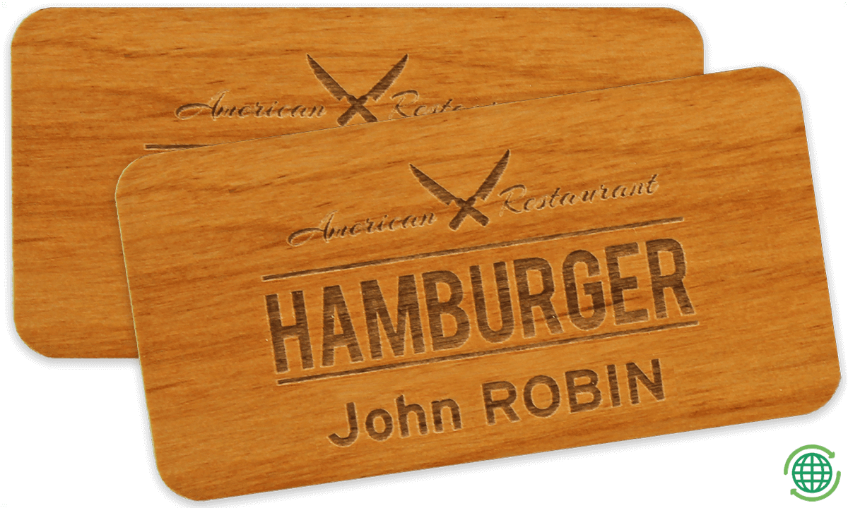 Badges Impress en bois, 75 X 38 mm