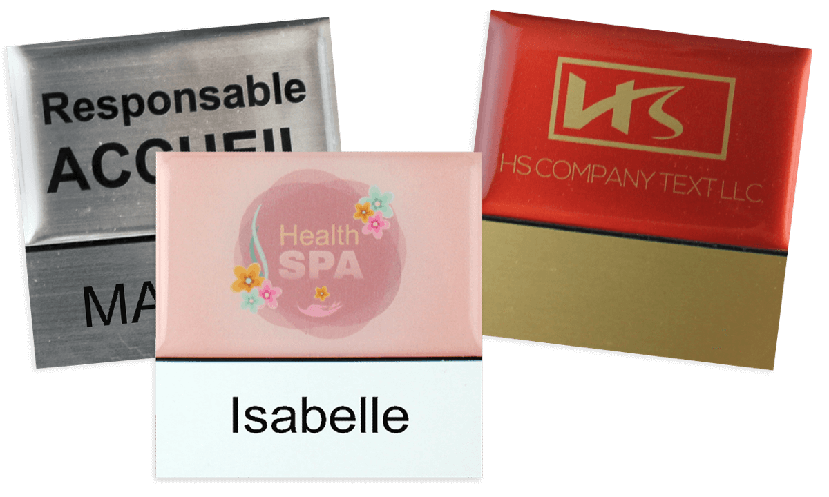 Badges nominatifs Premium Réutilisables pour étiquettes adhésives 18 mm, 50 X 50 mm