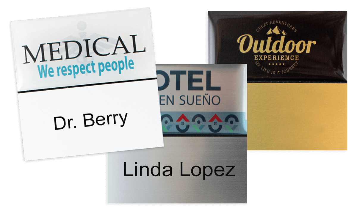 Badges nominatifs Premium Réutilisables pour étiquettes adhésives 24 mm, 50 X 50 mm