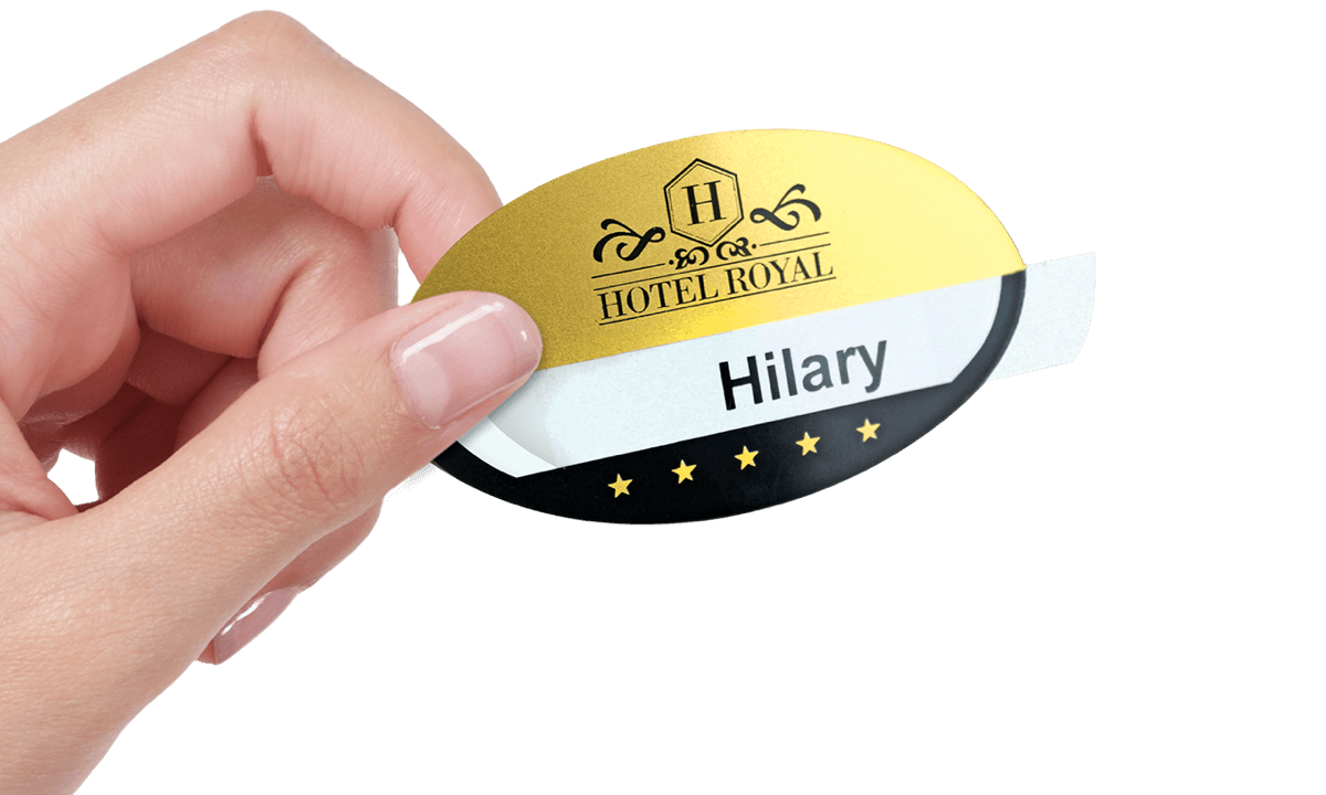 Badges réutilisables Selfit® PRO Simple ligne, 70 x 40 mm, forme ovale