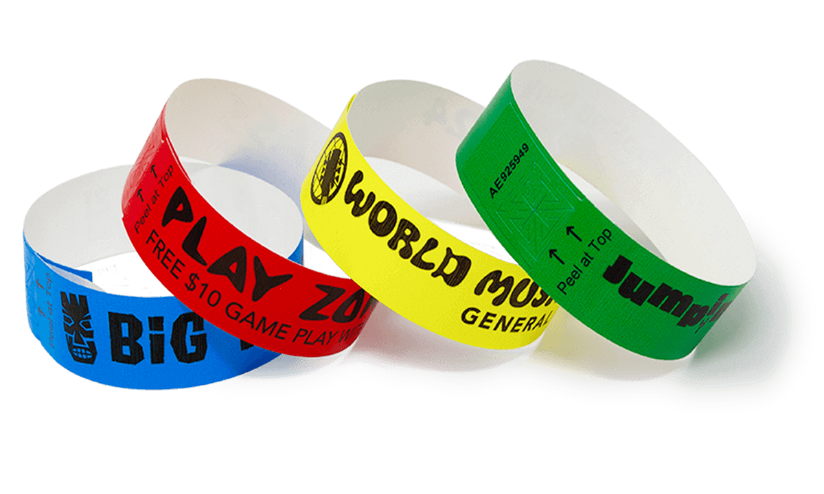 Bracelets SecurBand 22 mm avec fermeture adhésive, impression en noir