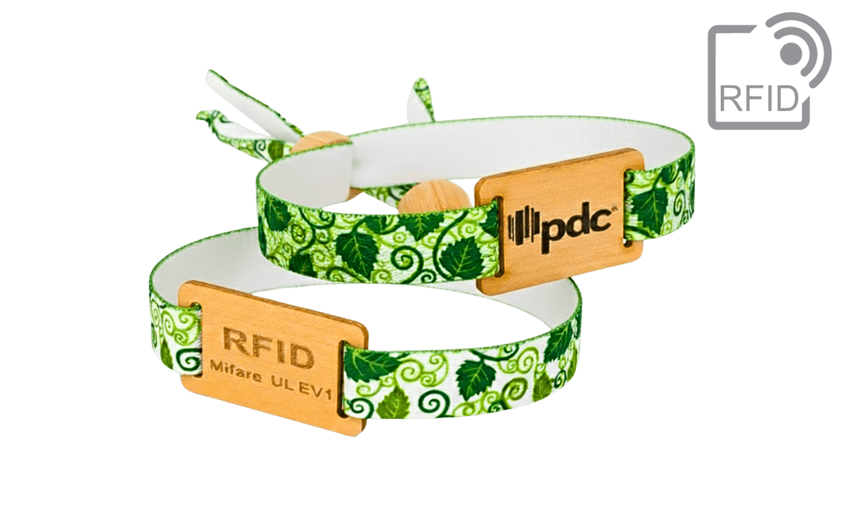 Bracelets RFID en satin recyclé avec glissière en bois et fermeture coulissante en bambou (Kyoto)