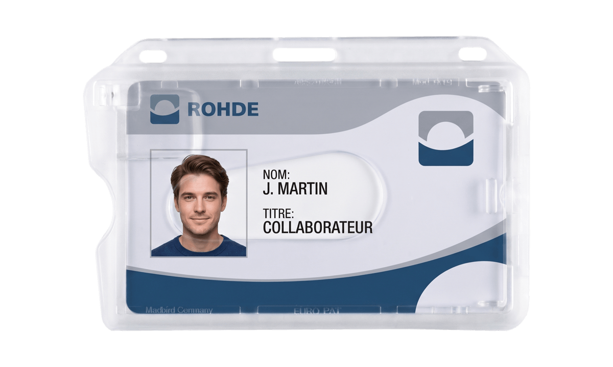 Porte-badge rigide pour 1 carte avec encoche d’extraction pour le pouce - Horizontal