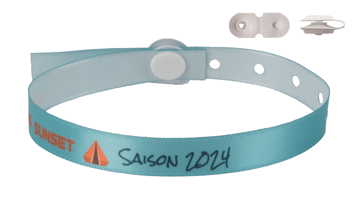 Bracelet en satin 10mm "Spécial camping" avec fermeture St Tropez