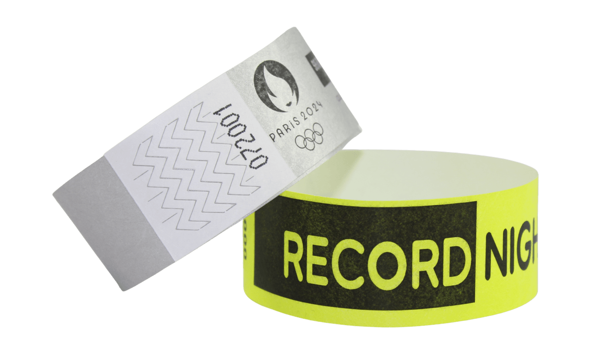 Bracelets en Tyvek personnalisés, 25 mm, impression en noir