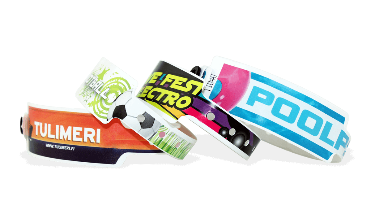 Bracelets en plastique personnalisés, 25 mm, impression en couleurs