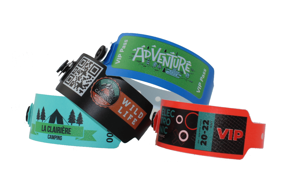 Bracelets en plastique personnalisés, 25 mm, impression en couleurs
