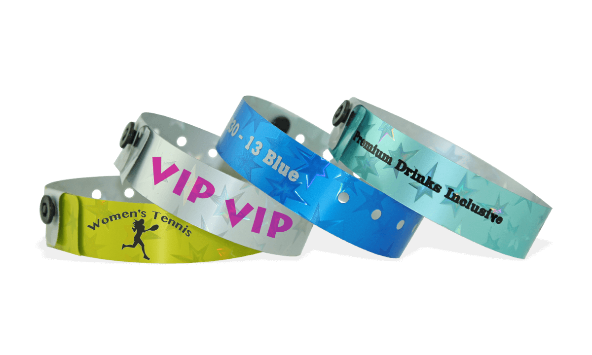Bracelets holographiques, 19 mm, motif "étoiles", impression 1 couleur