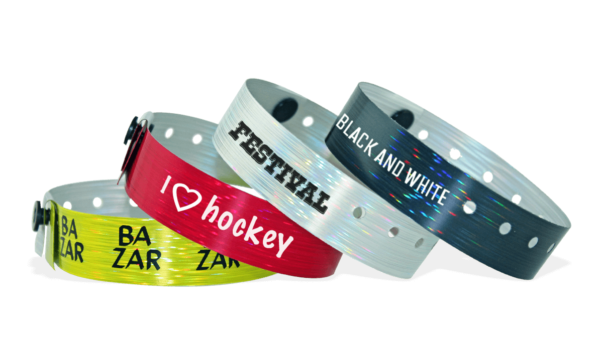 Bracelets holographiques, 19 mm, motif "pluie", impression 1 couleur