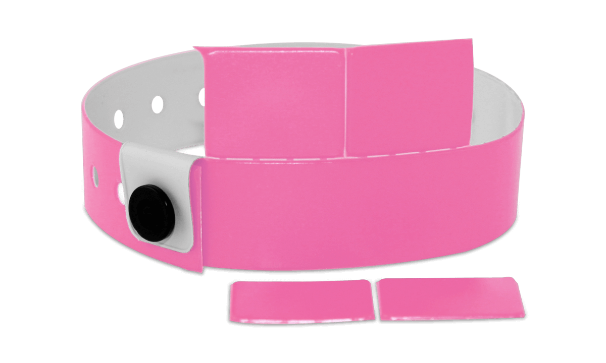 Bracelets en Vinyle avec 4 onglets détachables, 19 mm, Rose Vif, sans impression