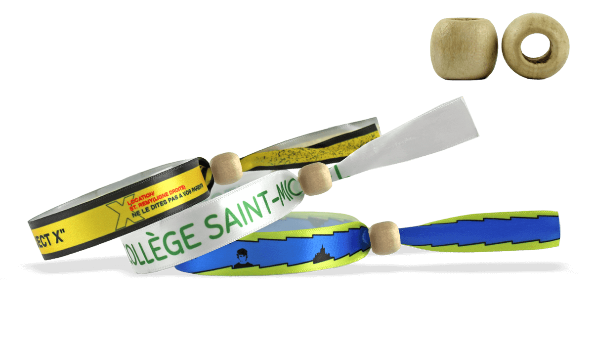 Bracelets en satin avec fermeture en bois réutilisable (Montréal)