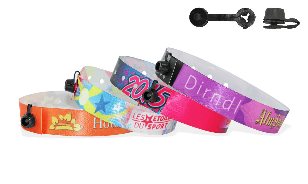 Bracelets en satin avec fermeture ronde en plastique à pression (Nice)
