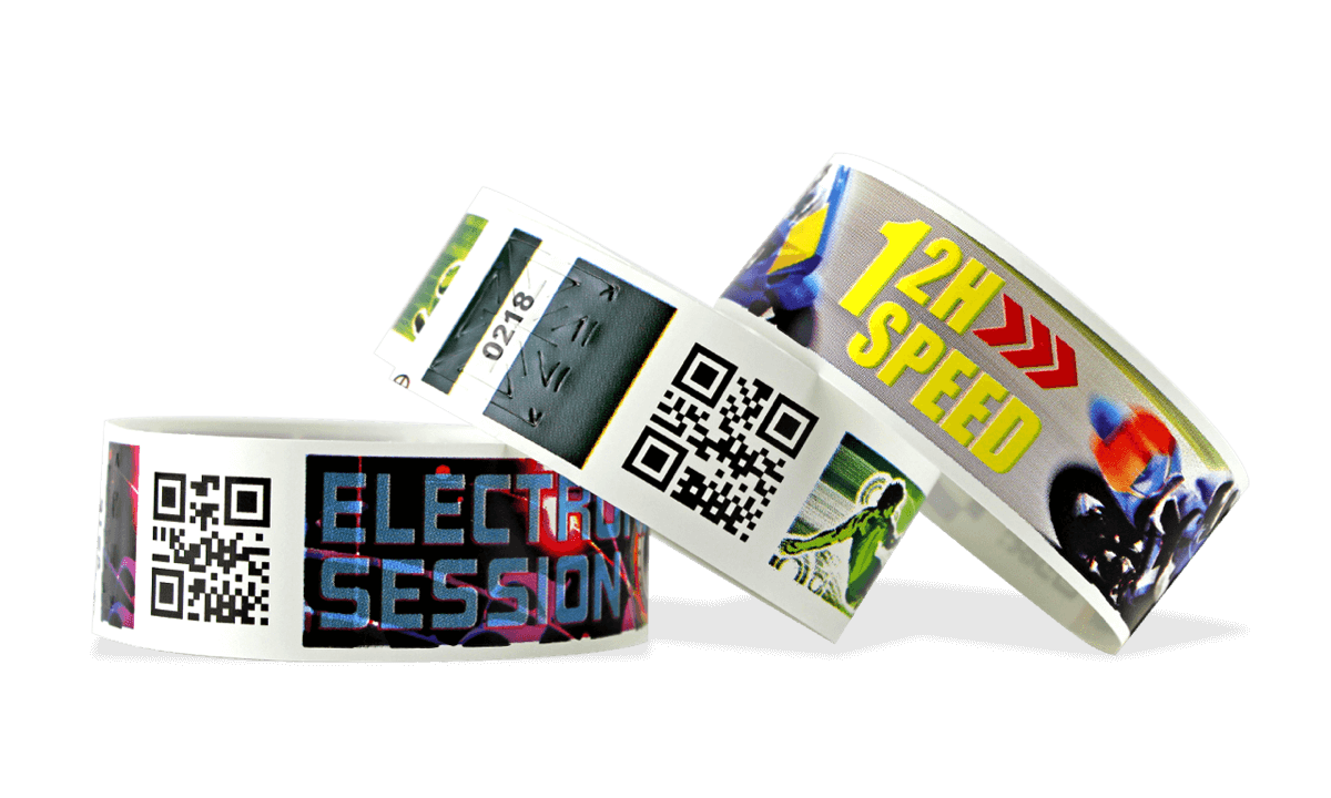 Bracelets en papier avec impression digitale en couleur, TPS 25 mm (Finition mate)