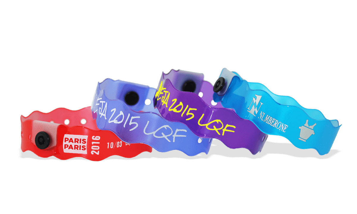 Bracelets en vinyle personnalisés translucides, "Vague", 19 mm, 1 couleur d'impression