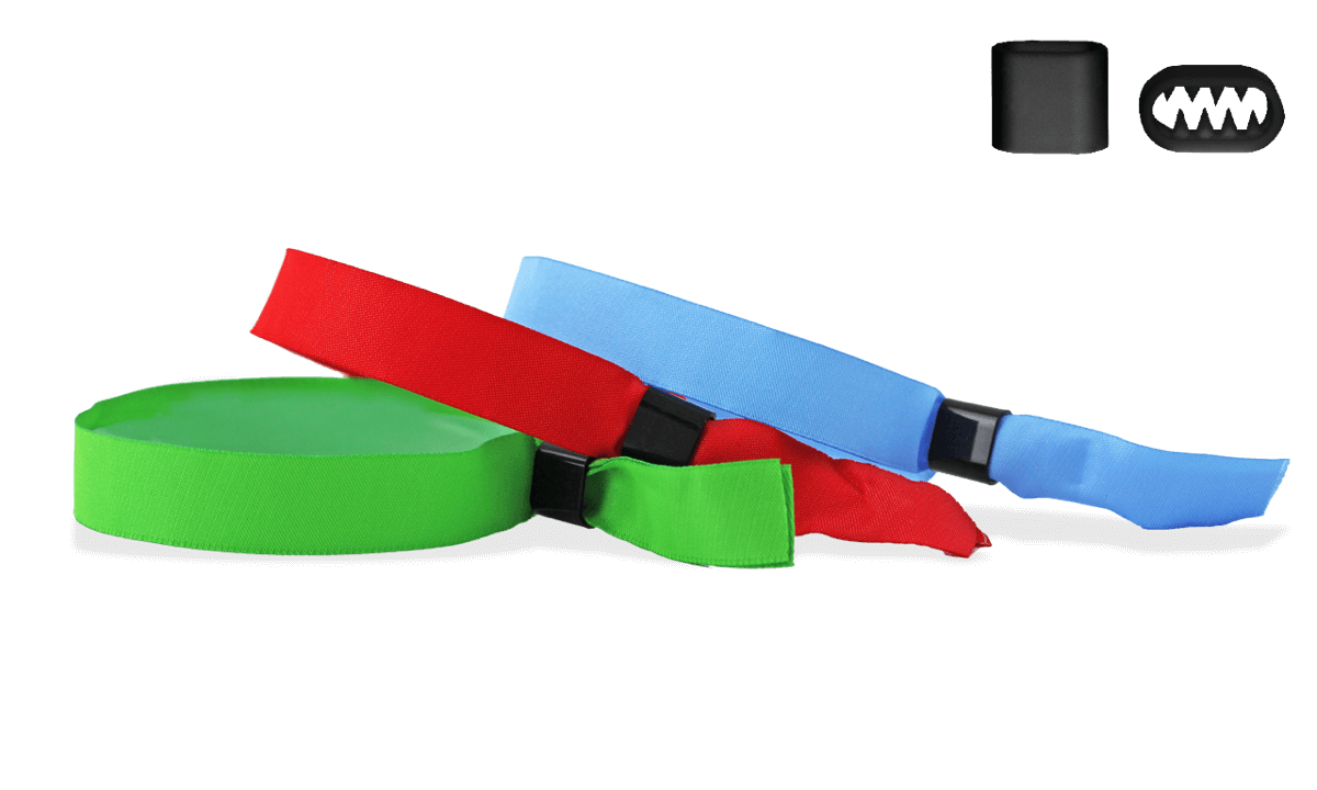 Bracelets en tissu de stock avec fermeture coulissante plate en plastique (Berlin)