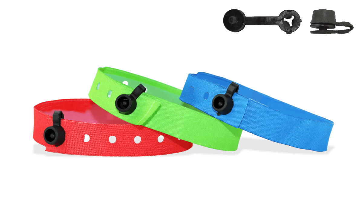 Bracelets en tissu de stock avec fermeture ronde en plastique à pression (Nice)