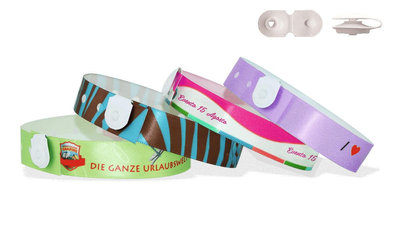 Bracelets en satin avec fermeture bouton en vinyle à pression (St Tropez)