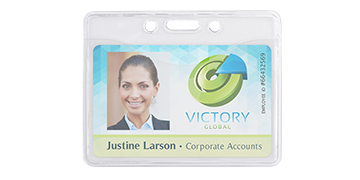 Porte-badge premium horizontal en vinyle avec 1 poche - Format carte de crédit (CR80)