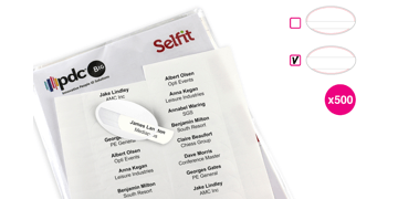 Pack de 500 Inserts pour Badge Selfit® Double Ligne, 70 x 12 mm avec bords incurvés