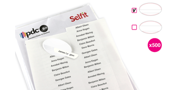 Pack de 500 Inserts pour Badge Selfit® Simple Ligne, 70 x 12 mm avec bords incurvés