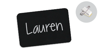 Badges Ardoise, 75 X 50 mm, vierge, attache double
