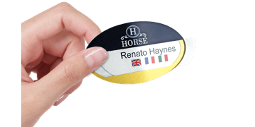 Badges réutilisables Selfit® PRO Double ligne, 70 x 40 mm, forme ovale