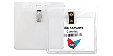 Porte-Badge en vinyle avec pince - Insert max 99 x 84 mm