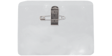 Porte-Badge en vinyle avec pince et épingle - Insert max 102 x 78 mm