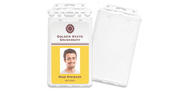 Porte-badge vertical à verrouillage permanent pour 2 cartes de proximité - Transparent
