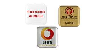 Badges nominatifs Premium Impress, 32 X 32 mm