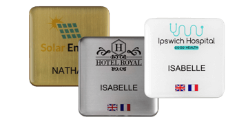 Badges nominatifs Premium Impress, 50 X 50 mm