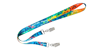 Tours de cou en satin 20mm avec double attache - Impression quadrichromie