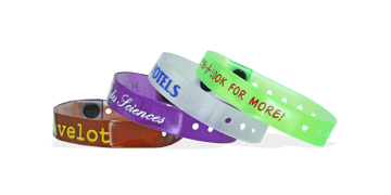 Bracelets en vinyle personnalisés translucides, 13 mm, impression 1 couleur
