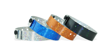 Bracelets holographiques neutres, 19 mm, motif "paillettes"