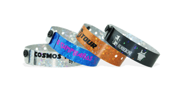 Bracelets holographiques, 19 mm, motif "paillettes", impression 1 couleur