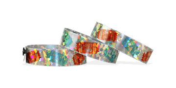Bracelets holographiques, 19 mm, motif "confetti", impression en couleurs