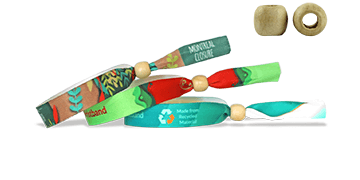 Bracelets en satin RECYCLE avec fermeture en bois réutilisable (Montréal)
